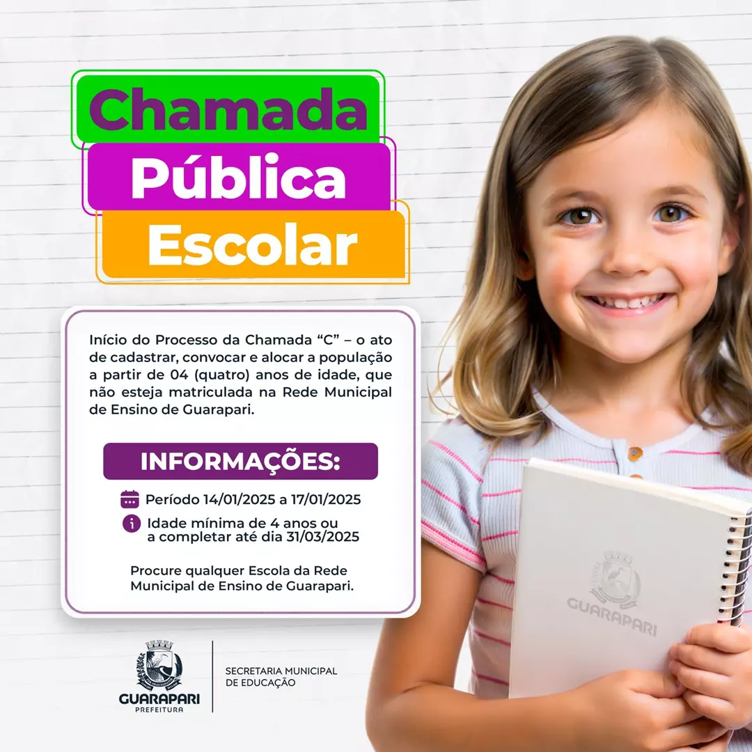 Guarapari: Rede Municipal dá início a matrícula para crianças a partir de 4 anos de idade que ainda não estão matriculadas nas escolas da cidade